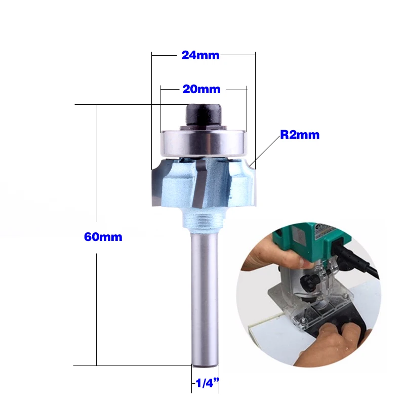 1 шт. 1/" хвостовик Высокое качество деревообрабатывающий фреза r1мм r1.5мм r2мм нож для обрезки кромки триммер 4 зубья деревообрабатывающий фреза