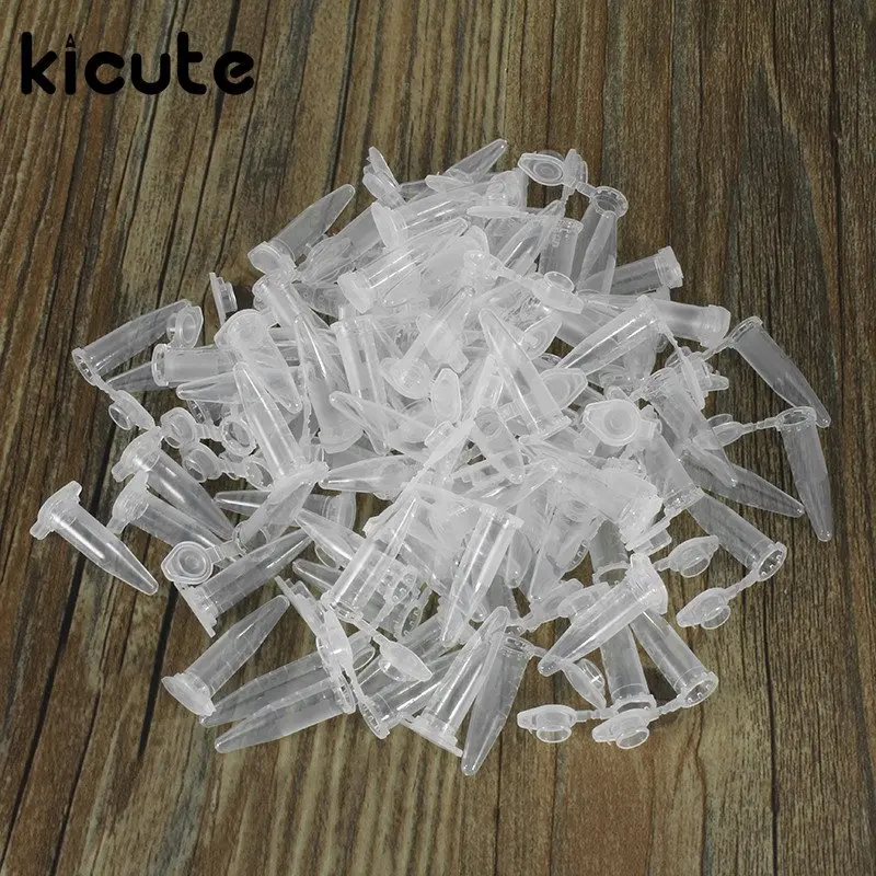 

Kicute 100pcs Hot Sale Plastic Transparent Centrifuge Test Tube 0.5ml Vials Container With Snap Cap School Laboratory Supplies