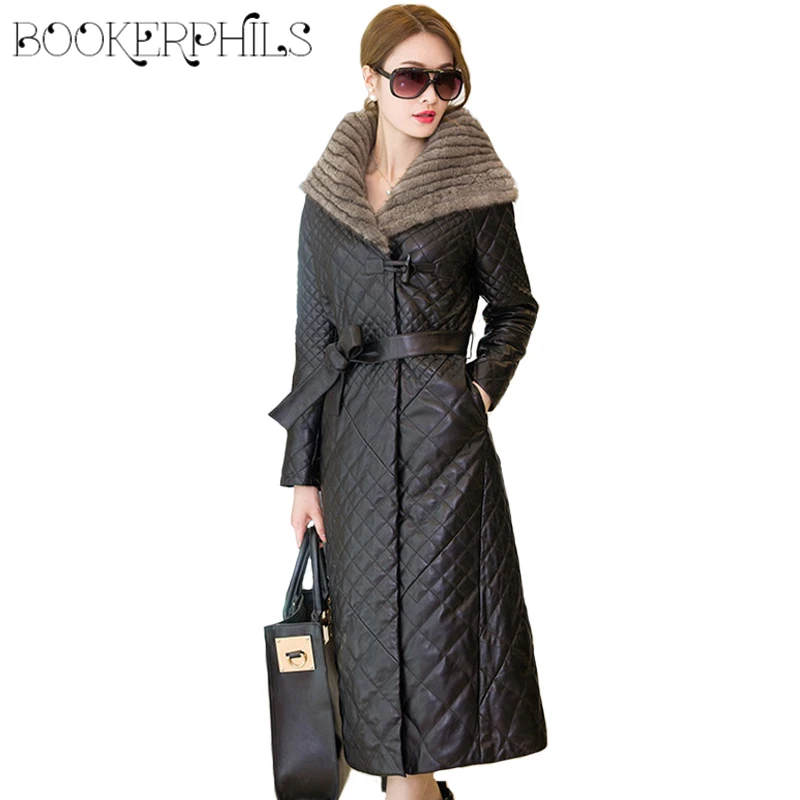 Autumn Winter Jacket Women Coats Fur Collar Plus Size Black Winter Coat Ladies Waterproof Long Parka Soft PU Leather Jacket 5XL