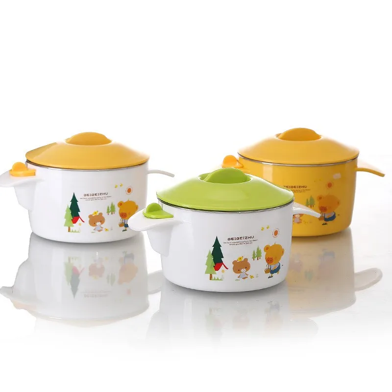 

Stainless Steel Baby Rice Random Bowl Tableware Portable Insulation Children's Handle Soup Bow Anti-hot Color Dishes