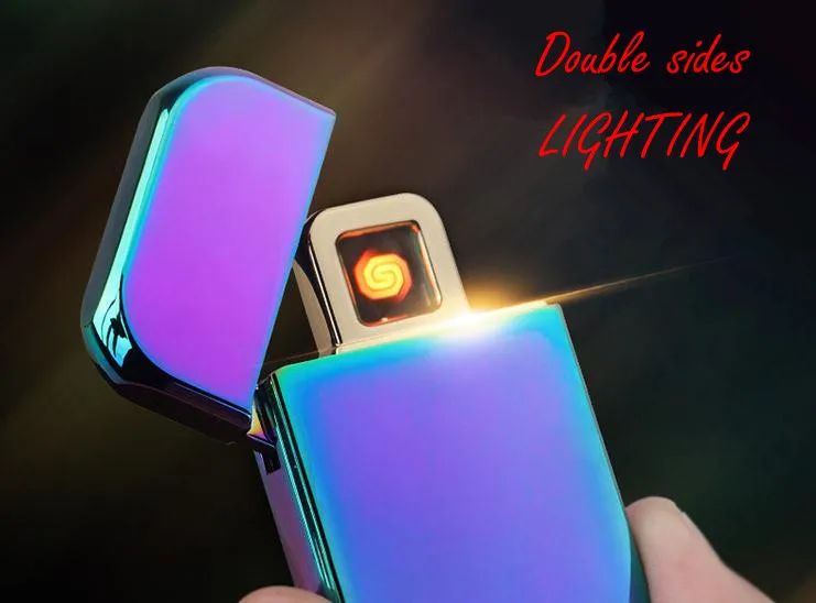 Creative High Quality Ice Color Double Sides Lighting Windproof USB