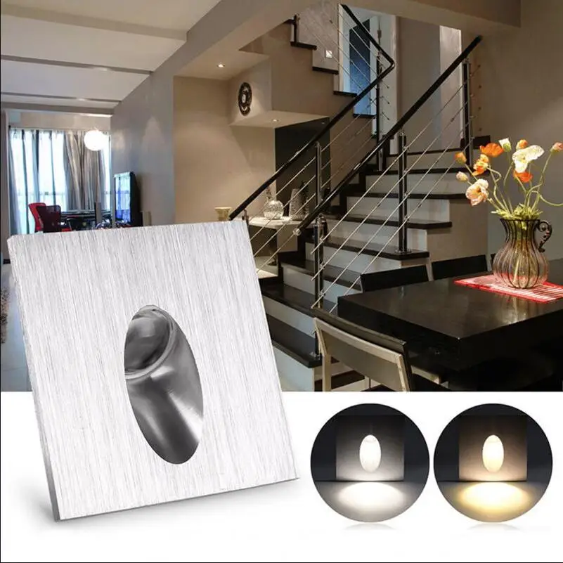 

3W Square/Round Aluminum LED Corner Wall Light Impaction Night Lamp for Porch, Pathway, Step stair, Recessed LED Wall Light