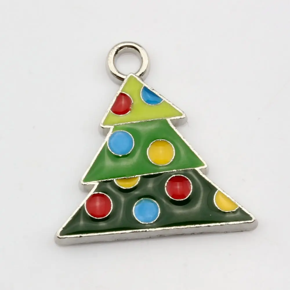 

Hot sell ! 10pcs Multicolor Enamel Christmas Tree Charm Pendant DIY Jewelry 23X 23MM nm372
