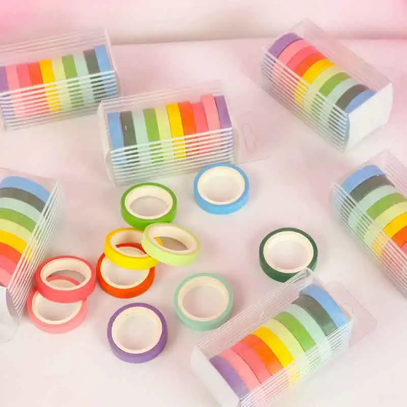 10pcs Washi Tape set diary Scrapbooking Decorative Adhesive Masking Tapes DIY rainbow Colorful sticky School Supplies Japanese