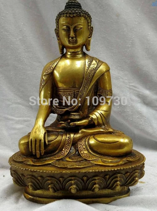 

bir 002479 8" China gilt bronze carved beautiful luck the Medicine Buddha Sculpture Statue