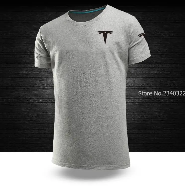 Летняя футболка с коротким рукавом, мужская летняя футболка с надписью Tesla, Однотонная футболка - Цвет: 10