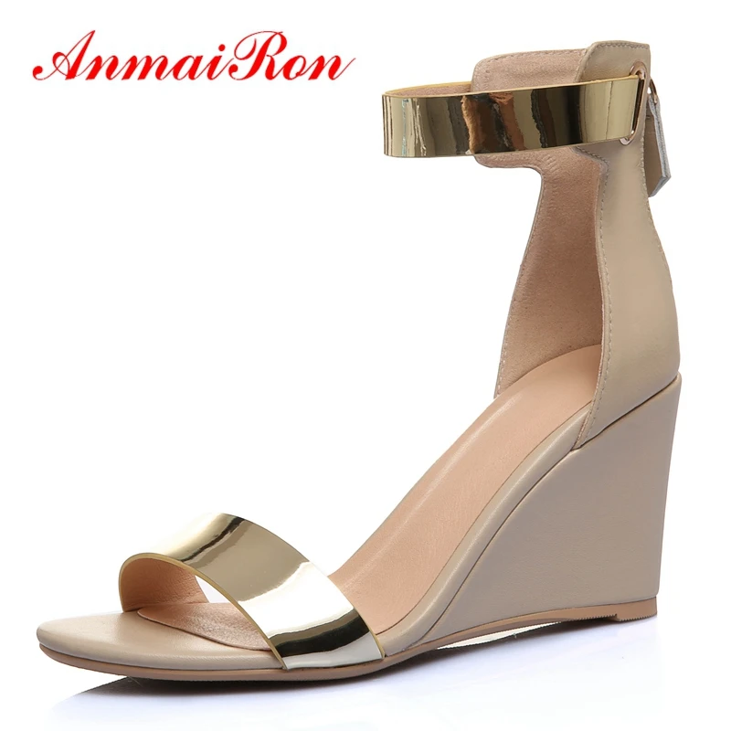 

ANMAIRON New Style Basic Genuine Leather Shoes Woman Sandals Casual Sandalias Mujer 2018 Size 34-39 LY309