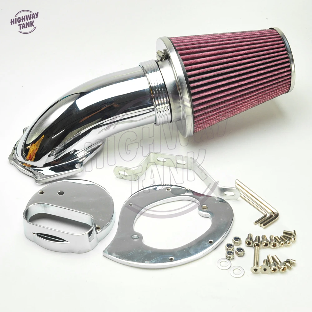 Chrome Aluminum Motorcycle Air Cleaner Intake Filter Kit ...