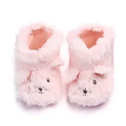 Пинетки для новорожденных Зима новорожденных обувь для мальчиков и девочек Теплые мультфильм печати детские сапоги волосатые детская