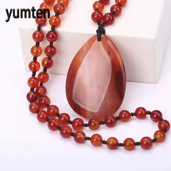 

Mode Natural Red Agate Long Water Drop Pendant Necklace Men Agate Chinese Style Fashion Gift body Wedding Jewelry necklace dendi