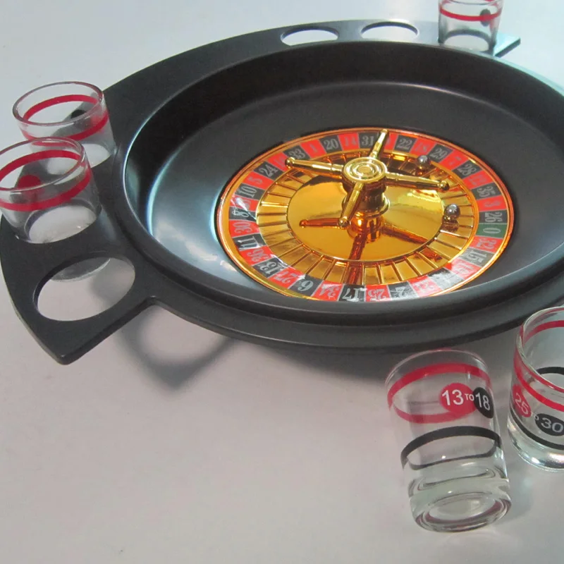 

Novelty Gifts Russian Lucky Shot Party Games Roulette Drinking Game With 6 Glass Spin Wheel Portable Board Game For 2-3 Player