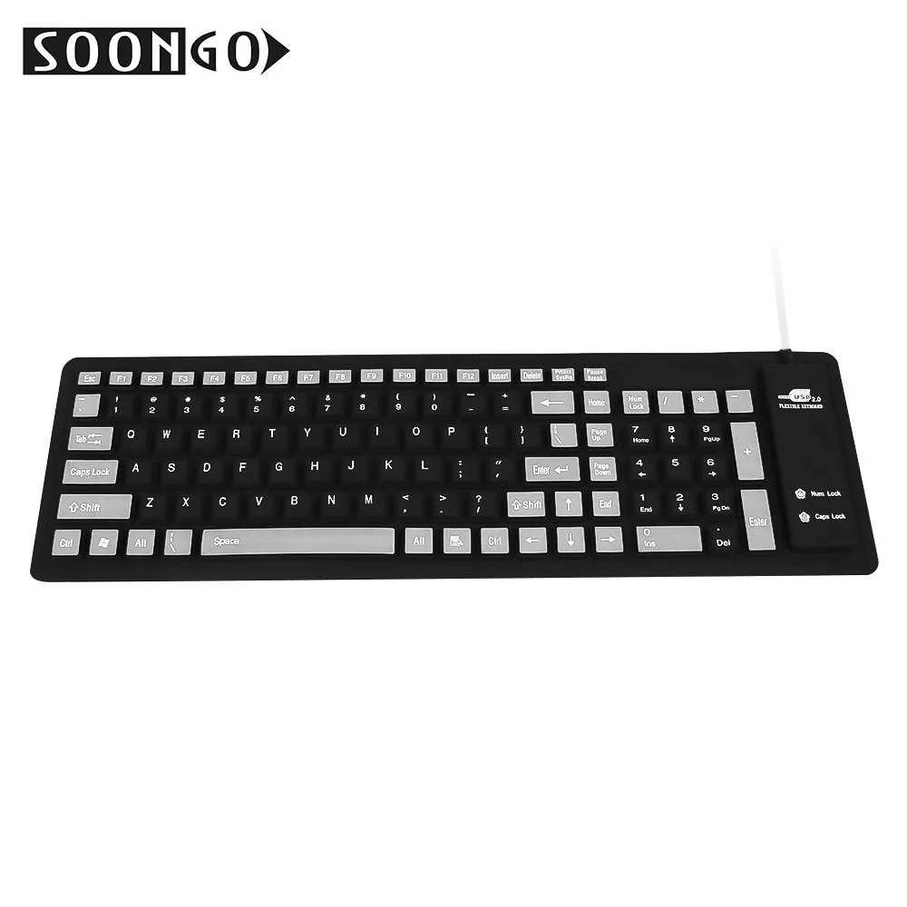 Folding Silicone Soft Keyboard Flexible Wired Slim Gamer Universal Teclado Portable Mini Roll-up Multicolor PC Desktop Laptop (5)
