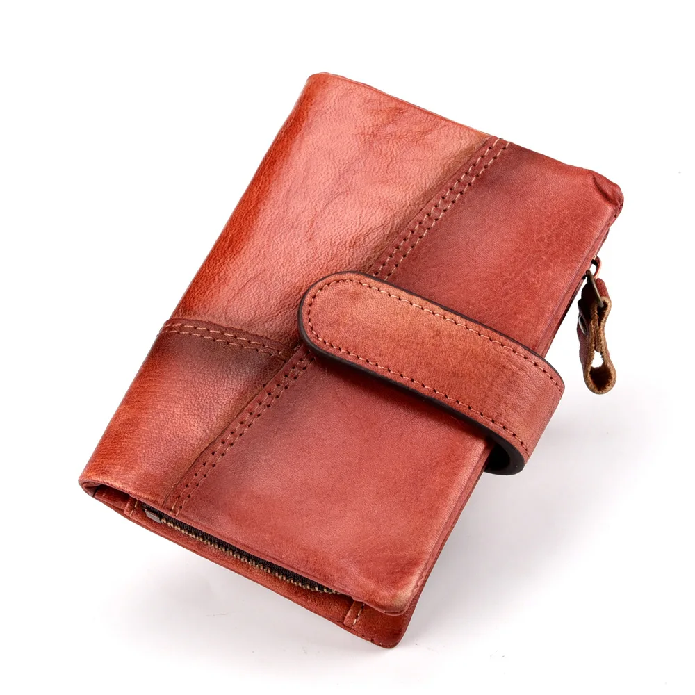 

BEST Quality Rfid Blocking Cow Leather Men Wallets Hasp Short Portfel Retro Genuine Leather Portmonee Man Purse Men