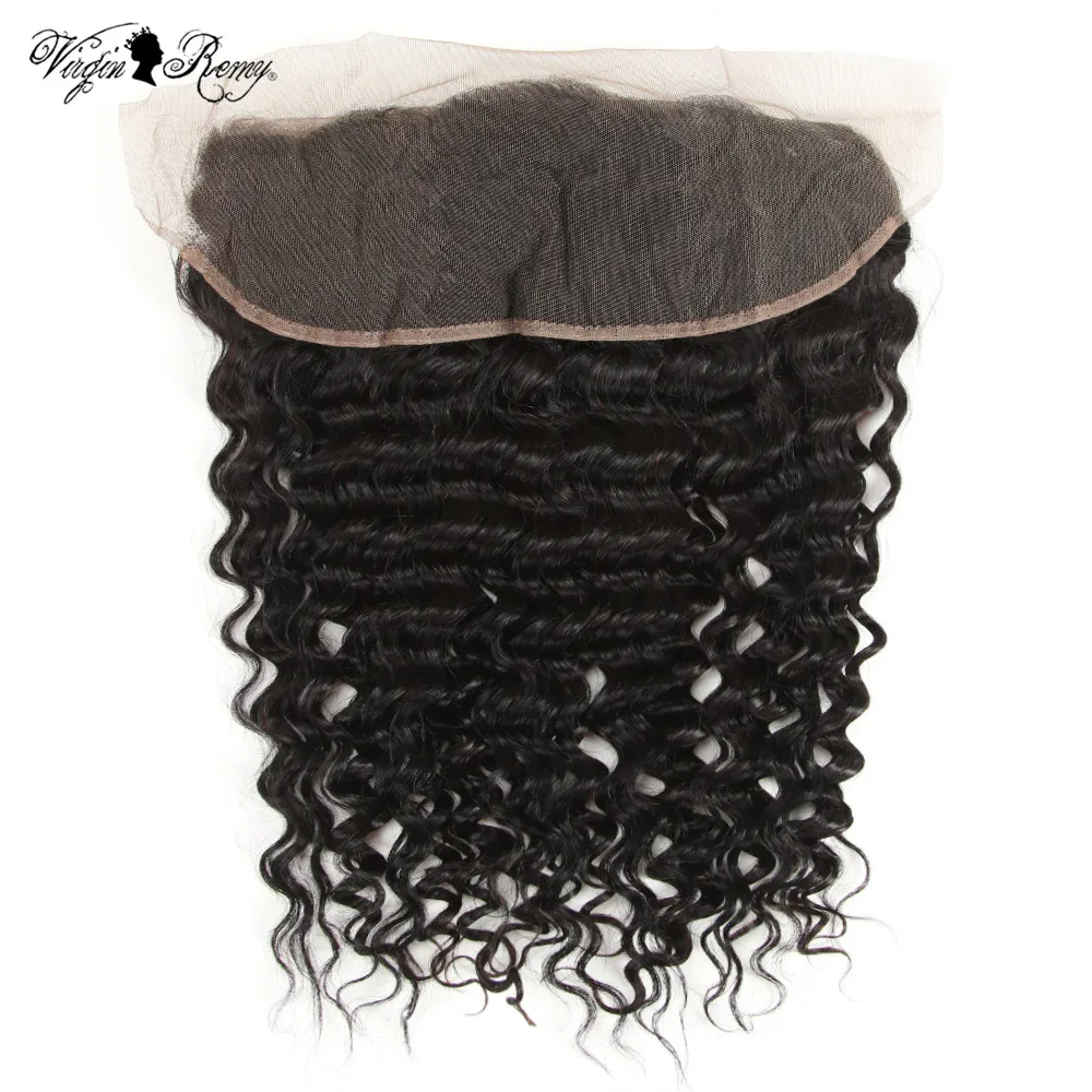 Queen Virgin Remy Pre Plucked Peruvian Deep Wave Frontal Closure 100% Human Hair Frontal 13*4 Lace Frontal Closure With Baby Hai