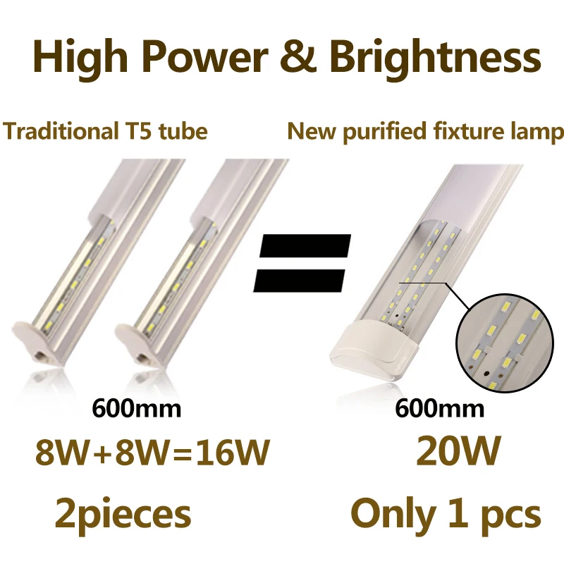 T5 светодиодный трубчатый светильник 220 в 60 см 30 см 5 Вт 9 Вт высокой мощности 20 Вт T8 трубчатый светильник 600 мм светодиодный настенный светильник Теплый/холодный белый светильник для дома ing