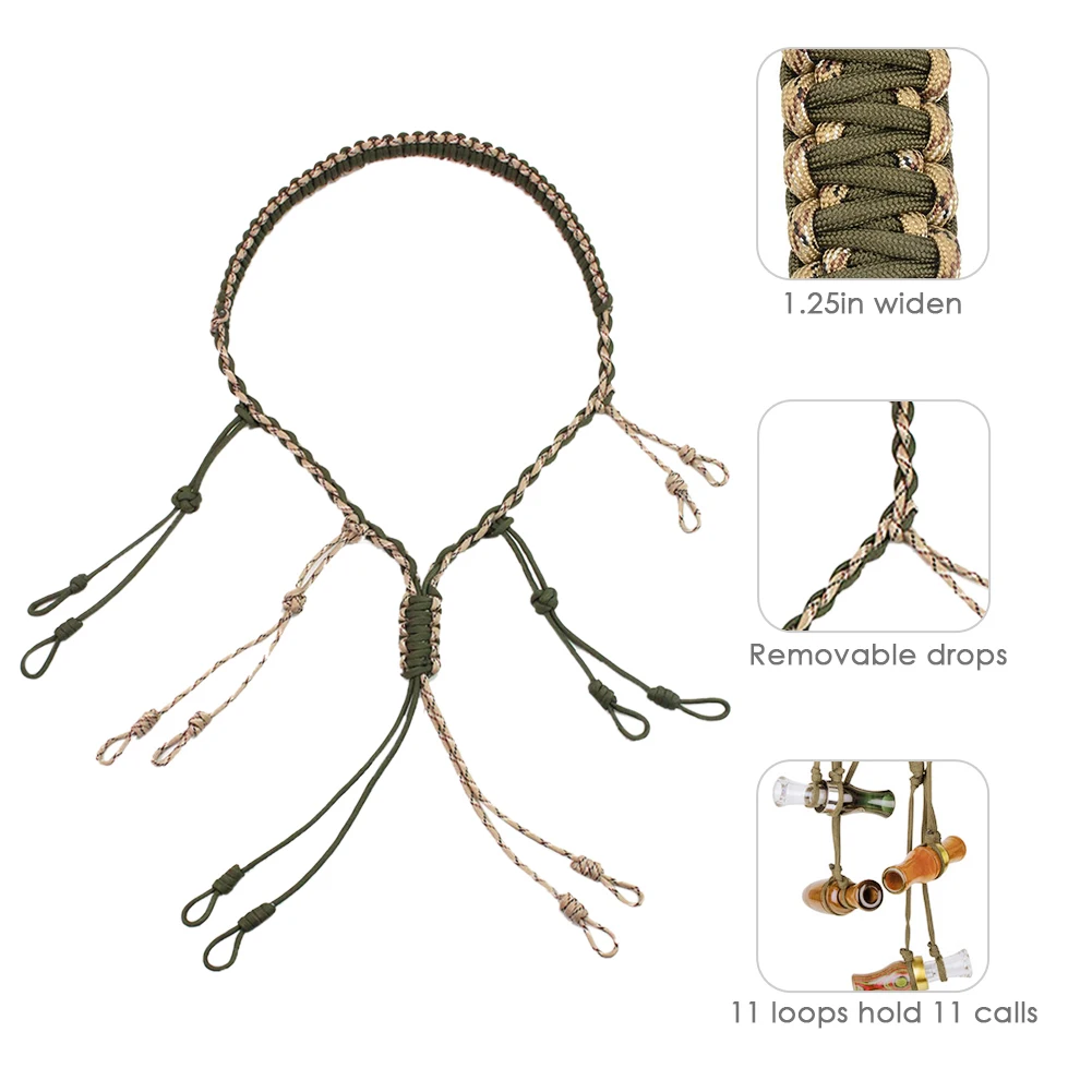

Duck Call Lanyard with Removable Drops Secures 5 Call Lanyard Hand Braided for Hunting Predator Ducks Dogs Whistle Equipment