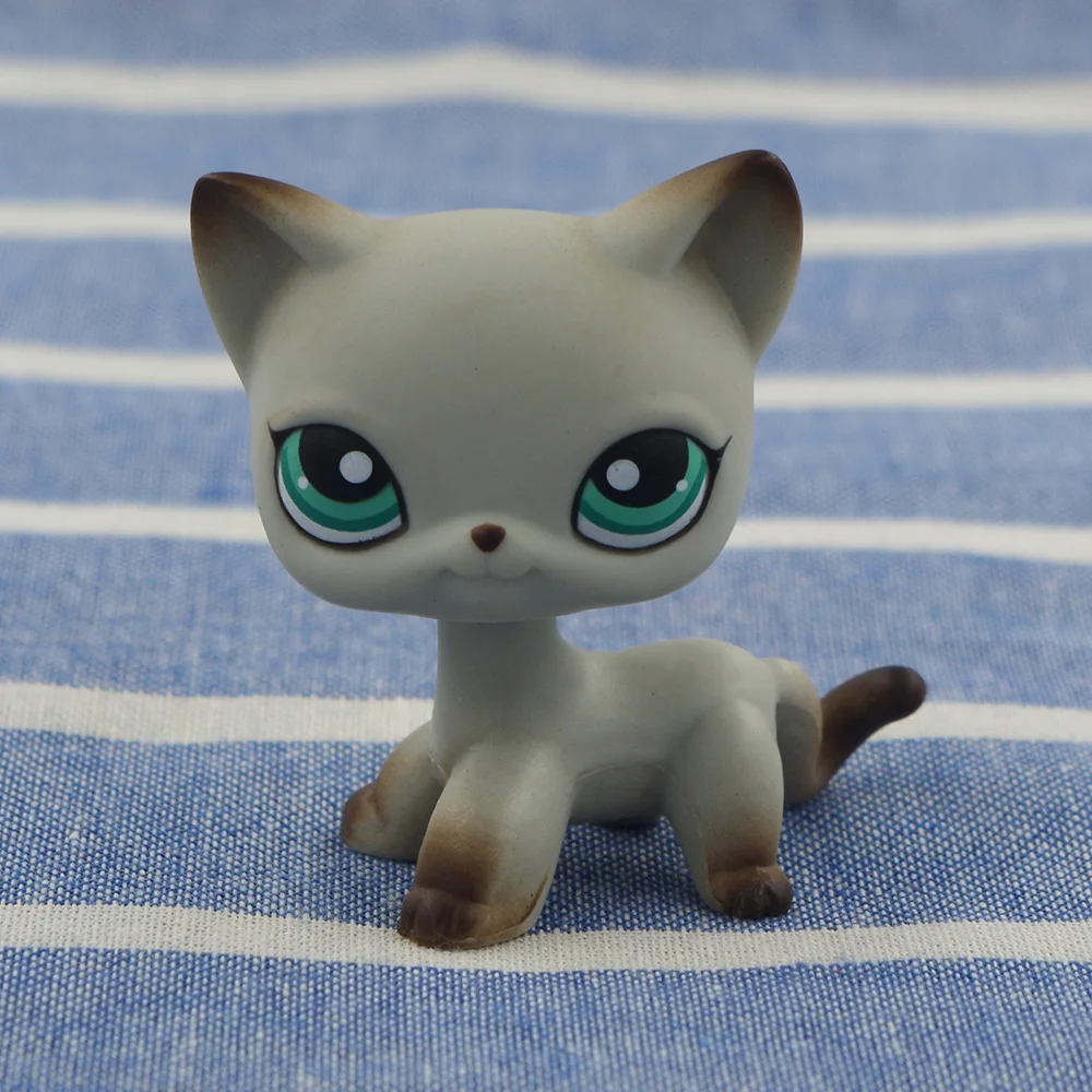 

Pet Shop PS Green Eyes Black Ears Cute Grey Kitty Toys Child Birthday
