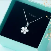 По-настоящему. 925 пробы Серебряный цветок из белой эмали Плюмерия Гавайи ожерелье Гибискус кулон с CZ цепи 1" gtlx608