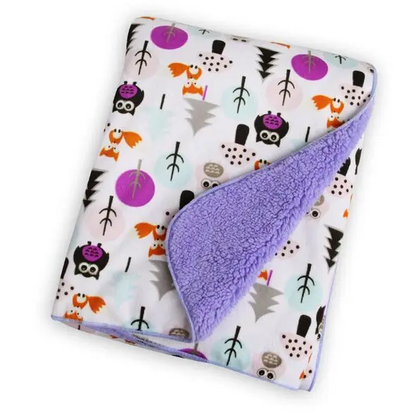 Дизайн детское одеяло 76*100 см детей теплое Флисовое одеяло на кровать мягкий плед Пледы Одеяло - Цвет: purpleowl
