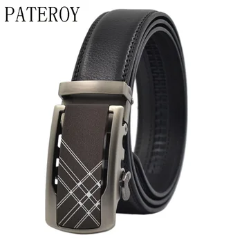 

Pateroy Men's leather belt automatic buckle men's belts luxury casual high quality cinto masculino designer waist belt ceinture