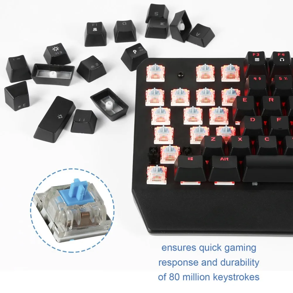 

2018 NEW Arrival 2.4GHZ Good Touchness Game Keyboard 1 Colors Backlight LED USB Wired Gaming Mechanical Keyboard Black