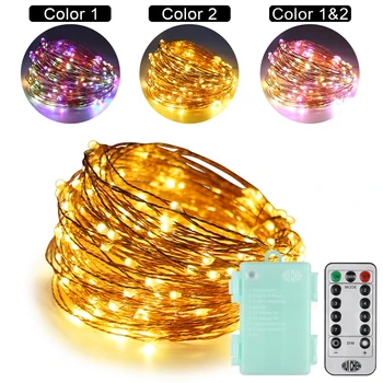 

20M 200 Dual-Color LEDs 6AA Battery Copper Wire Multi Color Changing LED String Lights for Xmas Garland Party+ Remote
