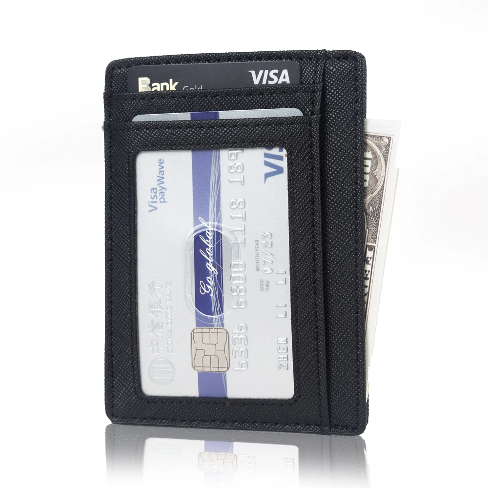 

RFID Blocking Leather Business Card Holder Bank ID Credit Card Cover Case Fashion Leather Wallets for Men & Women