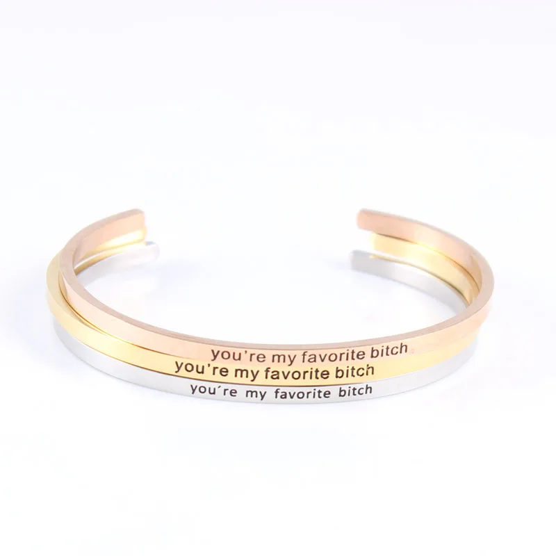 

You are my favorite Stainless Steel Engraved Positive Inspirational Quote fashion Cuff Mantra Bracelet Bangle For Women