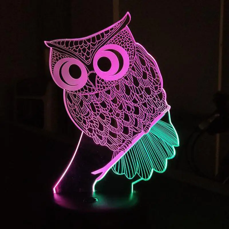 

Patented New 3d Lights 7 Color Touch Charging Led Visual Desk Lamp Gift Atmosphere Platform Owl Table Lamp For Bedroom