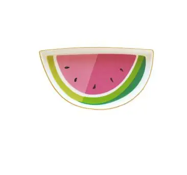 Милая позолоченная керамическая обеденная тарелка фруктовая десертная тарелка креативный поднос для хранения ювелирных изделий Фламинго кактус Арбуз Лимон N206 - Цвет: S watermelon