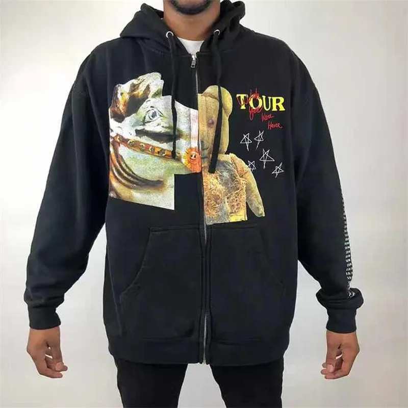 С изображением Трэвиса Скотта Astroworld Merch Европа тур с капюшоном для женщин и мужчин толстовки кофты астромир пуловер