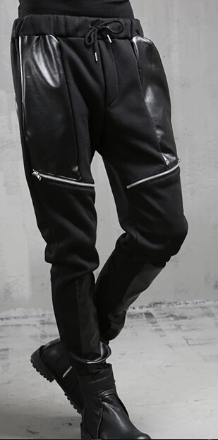 Mens Leather Patch Pocket Zipper Hip 