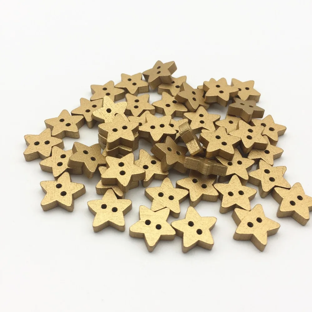 1000 шт 15 мм золотые деревянные звезды рождественские пуговицы для украшения Скрапбукинг изготовление открыток рукоделие Рождественская пуговица