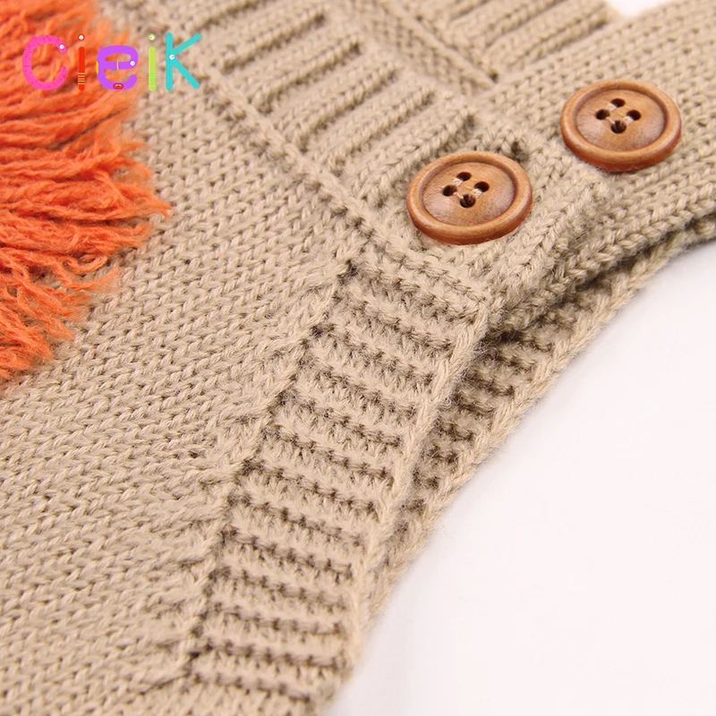 CieiK 2018 New Children Knitting Pattern Vest Lion Baby Rompers Boys Girls Toddler Costume Coveralls Newborn Jumpsuit Clothing   (5)