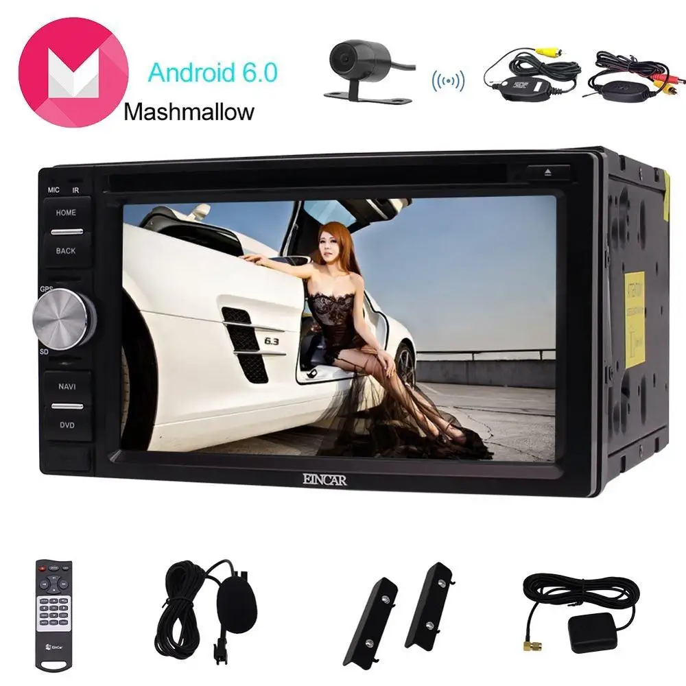 Eincar 6 2 inch touch Screen Android6 0 Car stereo Double din GPS Navigation with DVD