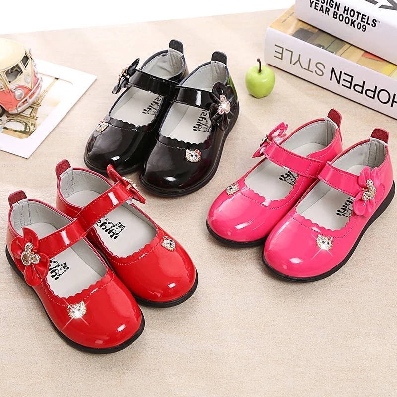 Весна г. Новая детская кожаная обувь Корейская танцевальная обувь принцессы с бантом для девочек, тонкие туфли для маленьких девочек размер 21-30