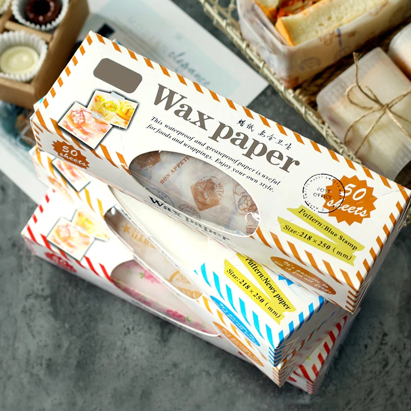 2017 New 50pcs Wax Paper Waterproof Heart Shaped Rose Food Wrapping