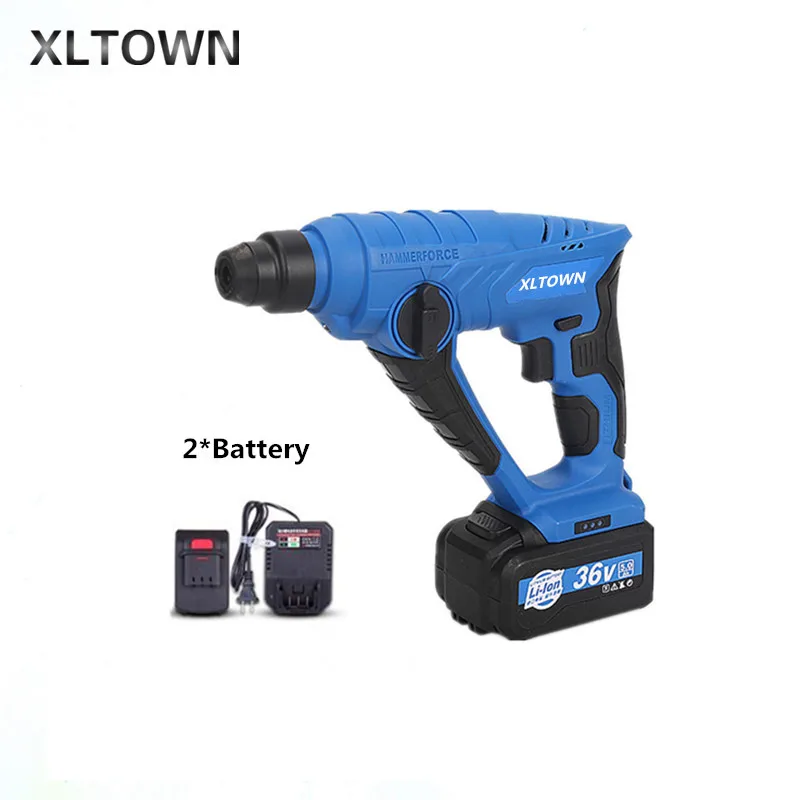 

Xltownlight hammer rechargeable lithium battery impact dril with 2 battery power tool High-capacity lithium battery impact drll