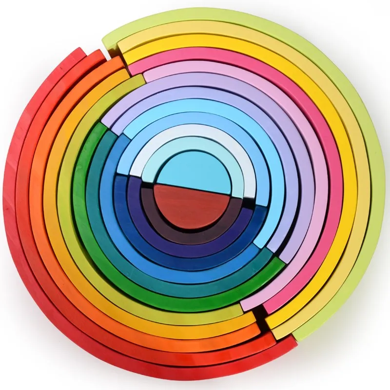 Детские деревянные радужные блоки, деревянные шары, куклы, радужные строительные блоки для укладки, Монтессори, цветные сортировочные развивающие игрушки