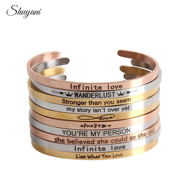 Stainless Steel Customize Positive Inspirational Bracelet Quote Cuff Stainless Steel Customize Positive Inspirational Bracelet Quote Cuff Engraved Bangle For Women Best Gifts
