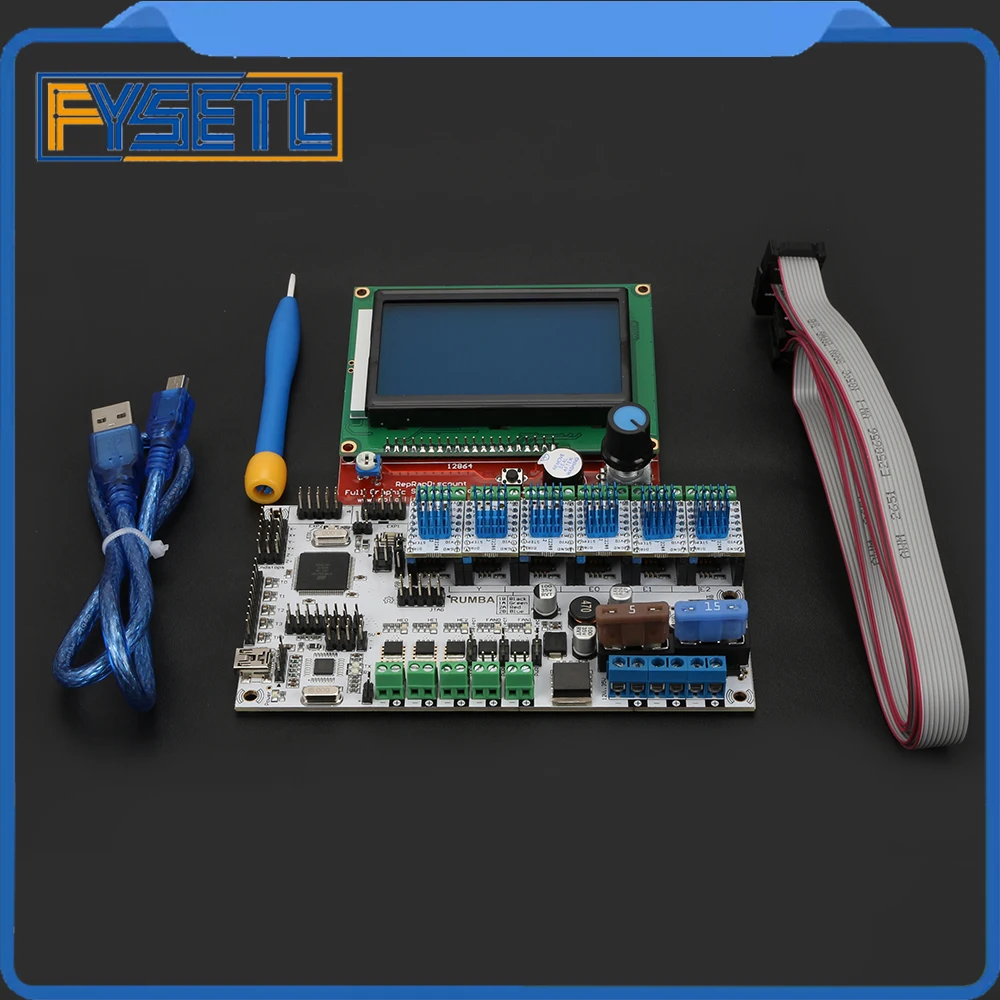 

Rumba+ Board Rumba Plus Motherboard Support 3pcs Extruder +6pcs TMC2208 V1.2 Stepper Motor Driver +12864 LCD Control Display