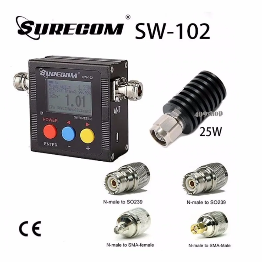 SURECOM SW-102-VU КСВ. Метр+ 25 Вт фиктивная нагрузка+ адаптер