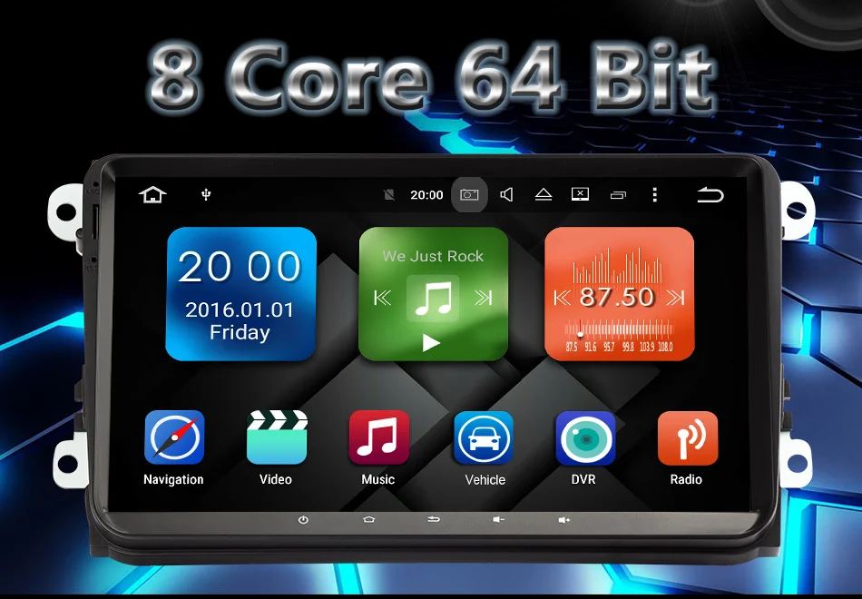 Best Eunavi Android 9.0 9 inch Quad core 2 Din  car radio stereo gps for VW Polo Jetta Tiguan passat b6 cc fabia mirror link wifi bt 1