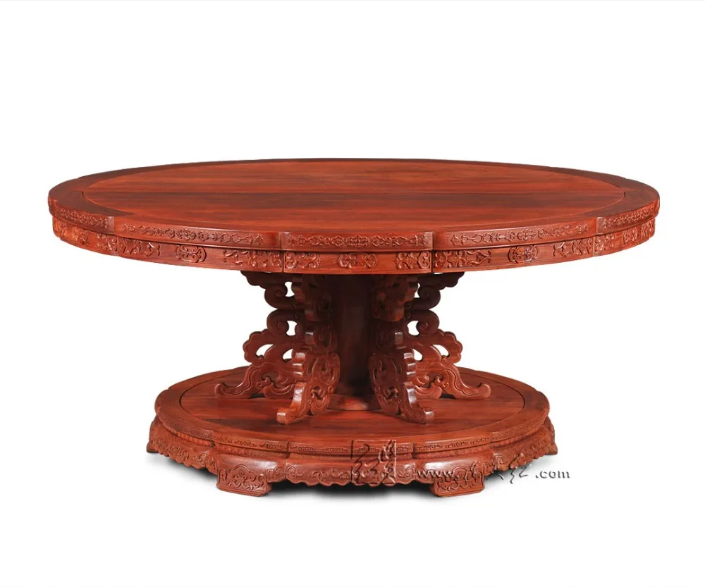 Neoclassical 2.1M Round Table Rosewood Hotel Dining Table Solid wood Office board Annatto Antique Wooden home Furniture Desk Set Neoclassical 2.1M Round Table Rosewood Hotel Dining Table Solid wood Office board Annatto Antique Wooden home Furniture Desk Set