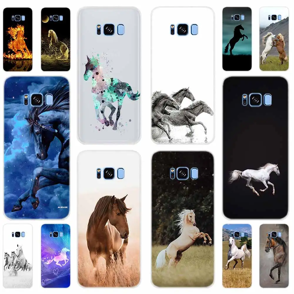 

Watercolor Running Horses Pattern Case For Samsung Galaxy S8 S9 S10 Plus Note 9 8 Cover For Samsung S10E S7 S6 Edge S5 M20