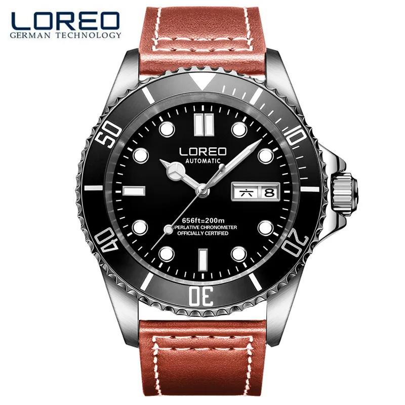 

LOREO Luminous Multi Functional Stainless Steel Men'S Watch Sapphire Mechanical Hollow Luminous Waterproof Business Watch M09