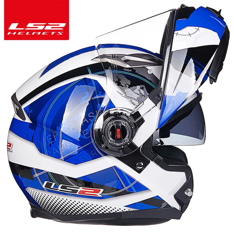 LS2 FF370 флип moto rcycle шлем casco moto двойной козырек Полный лицевой Шлем может изменить противотуманные линзы шлем moto ECE утвержден - Цвет: blue universe