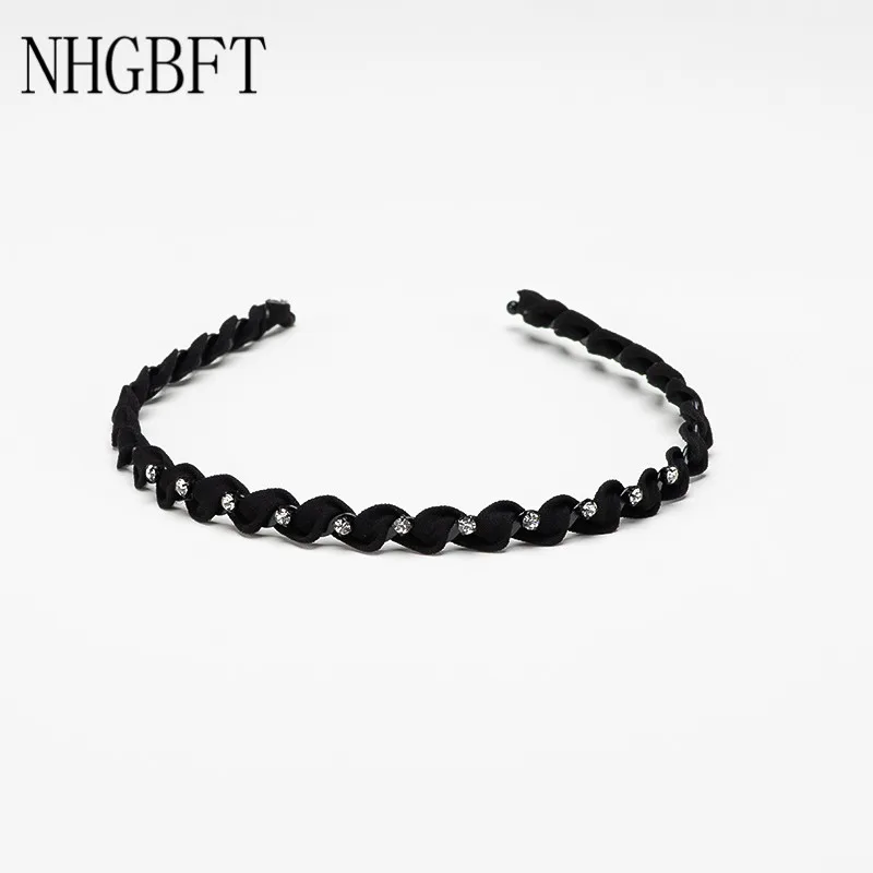 NHGBFT черный цвет Hairbands Стразы CZ полоса обруч для волос повязка для женщин Девушка волос аксессуары для волос
