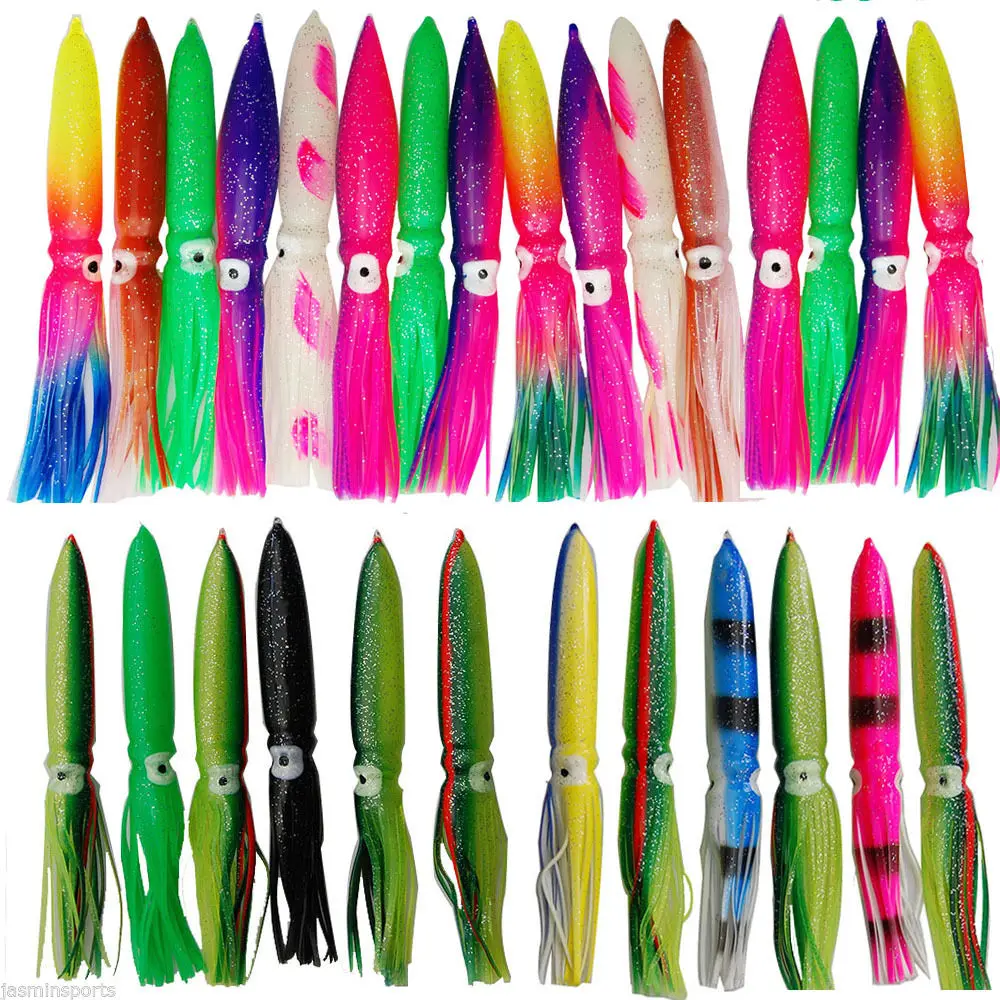 12pcs/lot 12/15/18cm Soft Fishing Lures Saltwater Octopus Squid Skirt