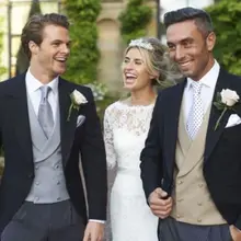 5 шт.(куртка+ штаны+ галстук-бабочка+ платок+ жилет) с отворотом на одной пуговице, шаферы на заказ Terno Masculino Slim